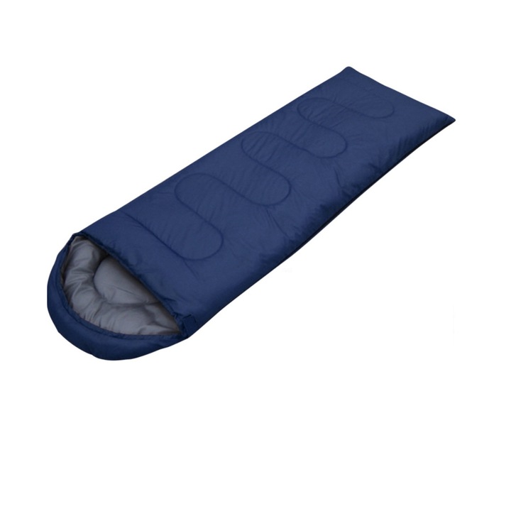 Sac de dormit pentru camping, tip patura, 210x70cm, albastru
