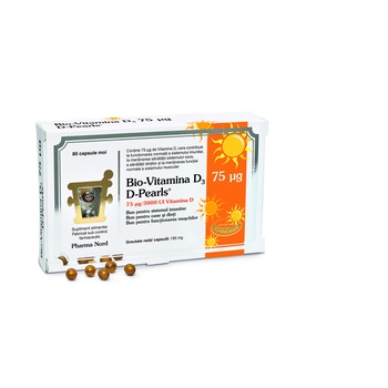 Vitamina Bio D3 3000UI D-Pearls, 80 capsule moi, Pharma Nord Vitamina Bio D3 3000UI D-Pearls, 80 capsule moi, Pharma Nord