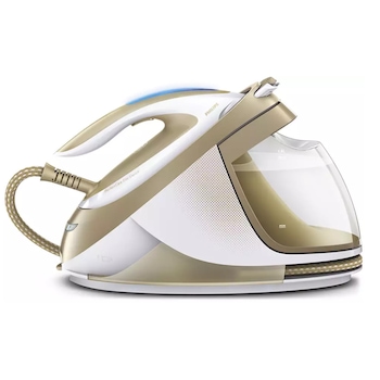 Statie Philips profesionala de calcat PerfectCare, Functionare cu Abur, Presiune 7.2 bari, Rezervor detasabil 1.8 l, Indicator Sonor, Talpa T-ionicGlide, 2400 W, Lungime furtun 1,7 m, Alb/Bej Statie Philips profesionala de calcat PerfectCare, Functionare cu Abur, Presiune 7.2 bari, Rezervor detasabil 1.8 l, Indicator Sonor, Talpa T-ionicGlide, 2400 W, Lungime furtun 1,7 m, Alb/Bej