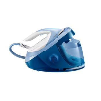 Statie Philips de calcat PerfectCare Expert Plus cu abur, Presiune max. 7,5 bari, Jet de abur 480 g, Rezervor Apa 1.8 l, 2100 W, Tehnologie OptimalTEMP, SteamGlide Advanced, Indicator luminos, Alb/Albastru Statie Philips de calcat PerfectCare Expert Plus cu abur, Presiune max. 7,5 bari, Jet de abur 480 g, Rezervor Apa 1.8 l, 2100 W, Tehnologie OptimalTEMP, SteamGlide Advanced, Indicator luminos, Alb/Albastru