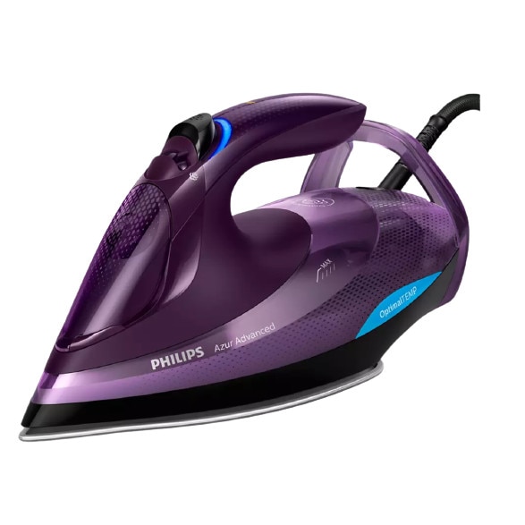 Fier de Calcat Philips , Cu aburi,Tehnologie OptimalTEMP, Philips, SteamGlide Plus, Jet de abur de 230 g, Putere 3000W, Abur continuu de 55 g/min, 330 ml, Orificiu de umplere, Decalcefiere, Mov