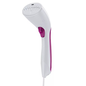 Aparat portabil de Calcat Vertical Philips, Aburi, Putere 1000 W, pana la 20 g/min, Rezervor de apa 70 ml, Indicator Luminos, Perie inclusa, Manusa inclusa, Alb/Roz Aparat portabil de Calcat Vertical Philips, Aburi, Putere 1000 W, pana la 20 g/min, Rezervor de apa 70 ml, Indicator Luminos, Perie inclusa, Manusa inclusa, Alb/Roz