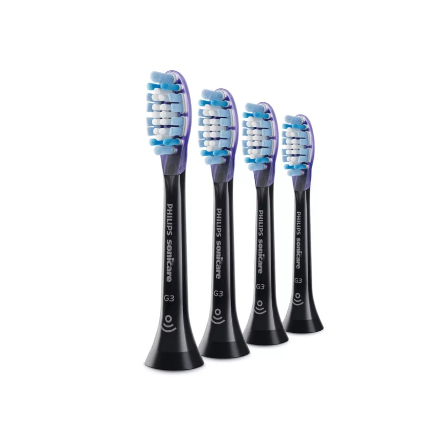 Set de 4 Capete Philips pentru Periuta de Dinti Sonica, Dimensiune Standard, Atasare printr-un clic, Sincronizare BrushSync, Culoare Negru