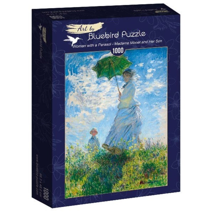 Пъзел Bluebird - Claude Monet, Woman with a parasol, Madame Monet and her son, 1000 части