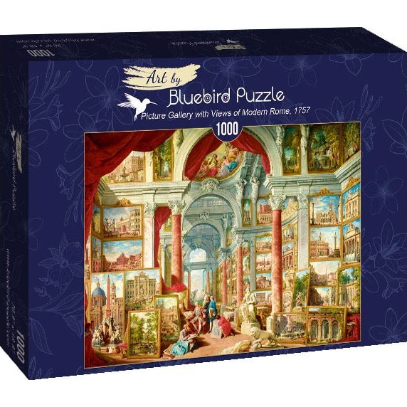 Puzzle Bluebird - Paolo Panini, Picture gallery with views of Modern Rome 1757, 1000 piese