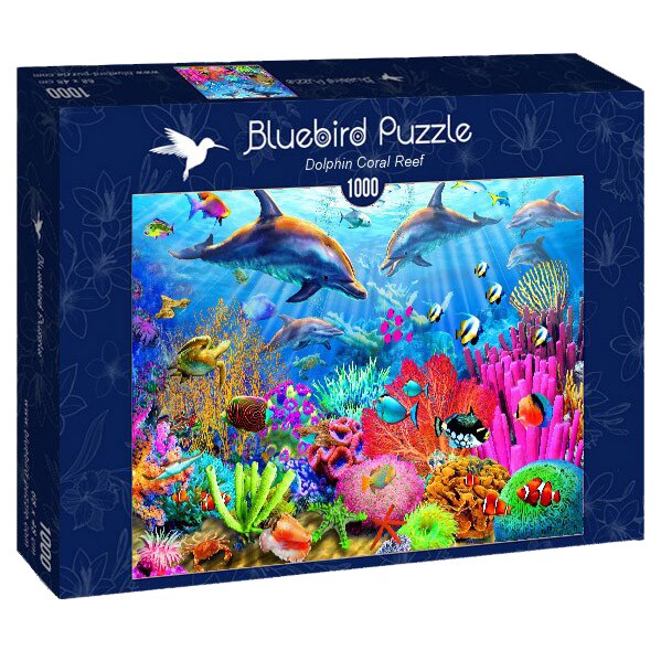 Puzzle Bluebird - Dolphin coral reef, 1000 piese