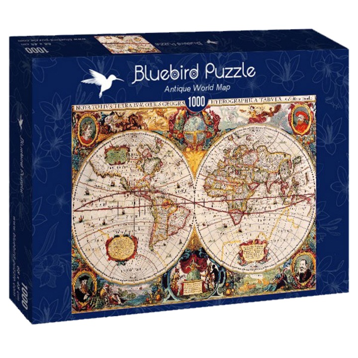 Пъзел Bluebird - Antique world map, 1000 части