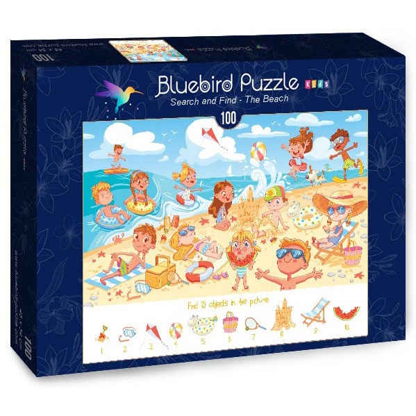 Puzzle Bluebird - Search and find, The beach, 100 piese