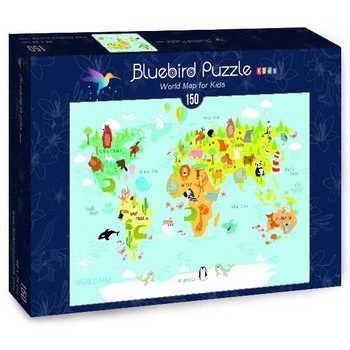 Puzzle Bluebird - World map for kids, 150 piese Puzzle Bluebird - World map for kids, 150 piese