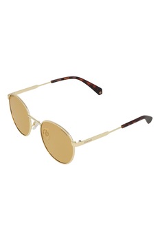 Polaroid, Ochelari de soare rotunzi unisex polarizati, Auriu/Maro, 51-20-145 Standard Polaroid, Ochelari de soare rotunzi unisex polarizati, Auriu/Maro, 51-20-145 Standard