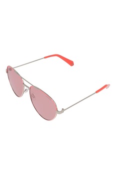Polaroid, Ochelari de soare aviator unisex polarizati, Argintiu/Oranj mandarina, 59-15-145 Standard Polaroid, Ochelari de soare aviator unisex polarizati, Argintiu/Oranj mandarina, 59-15-145 Standard