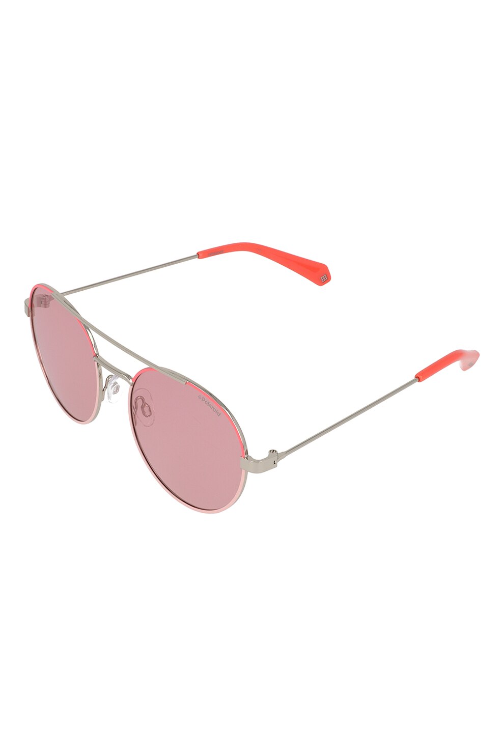 Polaroid, Ochelari de soare aviator unisex polarizati, Argintiu/Oranj mandarina, 55-19-145 Standard