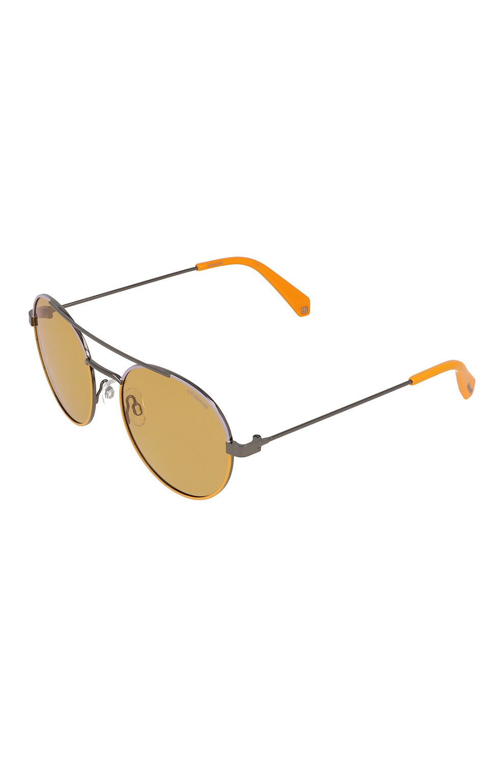 Polaroid, Ochelari de soare aviator unisex cu lentile polarizate, Argintiu/Oranj, 55-19-145 Standard