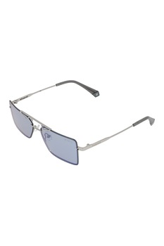 Polaroid, Ochelari de soare dreptunghiulari unisex cu lentile polarizate, Argintiu/Gri inchis, 56-14-140 Standard Polaroid, Ochelari de soare dreptunghiulari unisex cu lentile polarizate, Argintiu/Gri inchis, 56-14-140 Standard