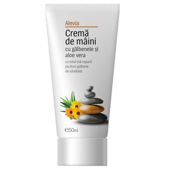 Crema de maini Alevia cu galbenele si aloe vera, 50 ml Crema de maini Alevia cu galbenele si aloe vera, 50 ml