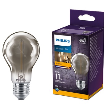 Bec LED vintage (decorativ) Philips Classic, EyeComfort, A60, E27, 2.3W (11W), 100 lm, lumina calda flacara (1800K), Smoky, 10.6 cm Bec LED vintage (decorativ) Philips Classic, EyeComfort, A60, E27, 2.3W (11W), 100 lm, lumina calda flacara (1800K), Smoky, 10.6 cm