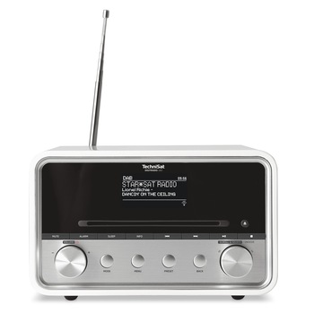 Radio cu ceas, TechniSat, DIGITRADIO 580, DAB+, FM si Internet, CD player, 20 W, Alb/Argintiu Radio cu ceas, TechniSat, DIGITRADIO 580, DAB+, FM si Internet, CD player, 20 W, Alb/Argintiu