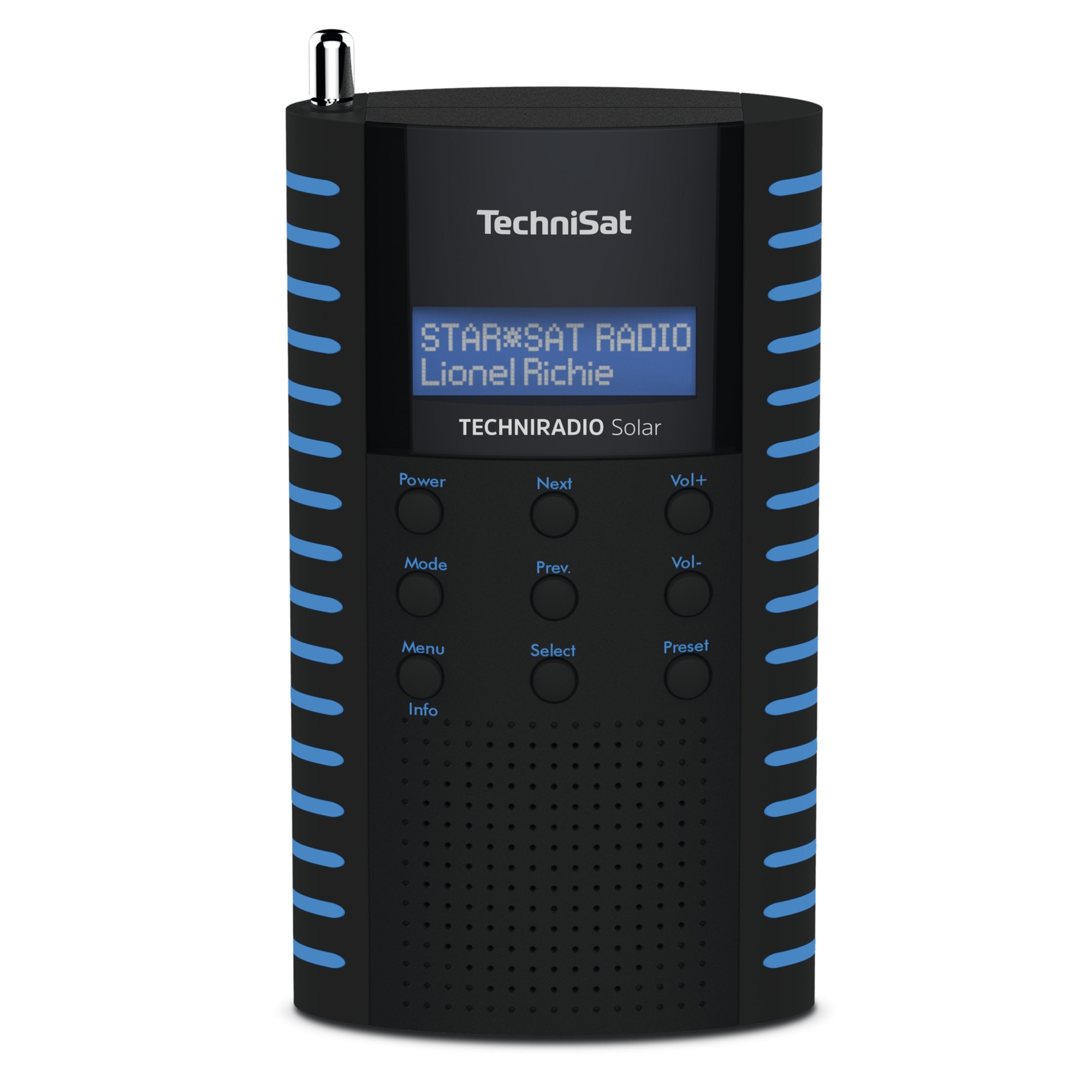 Radio portabil, TechniSat, TECHNIRADIO SOLAR, DAB + si FM, Incarcare solara, USB, 3 W, Negru/Albastru