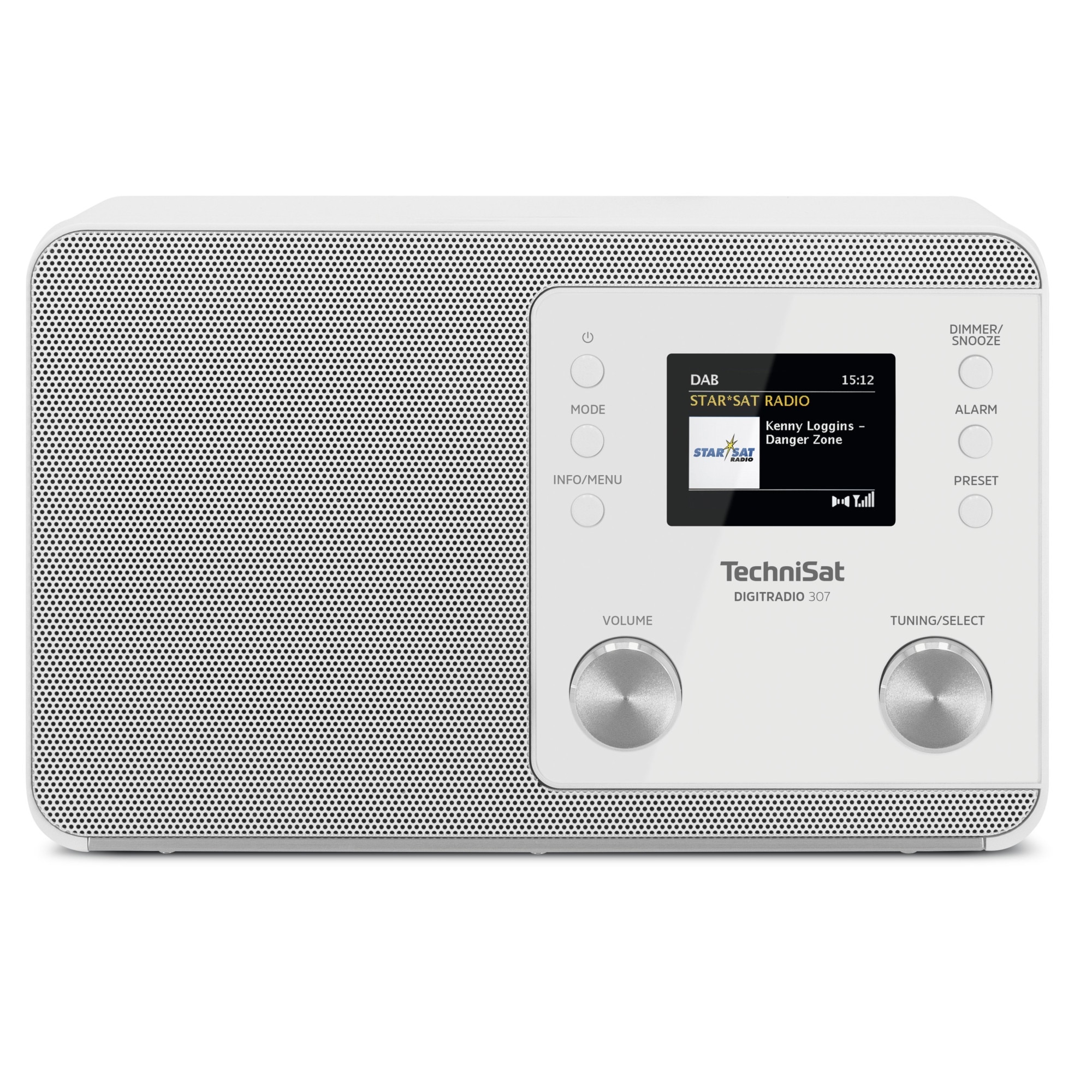 Radio cu ceas, Technisat, DIGITRADIO 307 NEW, DAB + si FM radio, AUX, Audio jack, 5 W, Alb