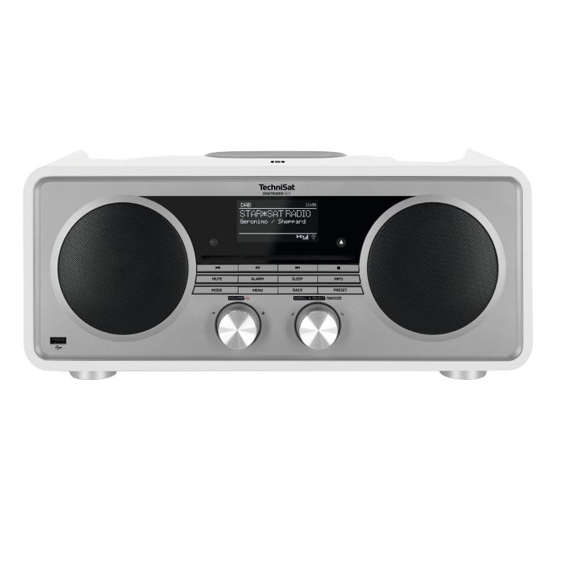 Radio cu ceas, TechniSat, DIGITRADIO 601, DAB +, FM si Internet, Alexa, Bluetooth, NFC, UPnP, 70 W, Alb