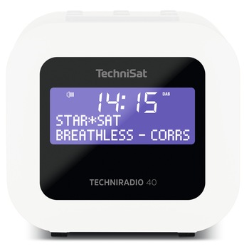 Radio cu ceas, TechniSat, TECHNIRADIO 40, DAB + si FM, Functie snooze, USB, 1.2 W, Alb Radio cu ceas, TechniSat, TECHNIRADIO 40, DAB + si FM, Functie snooze, USB, 1.2 W, Alb