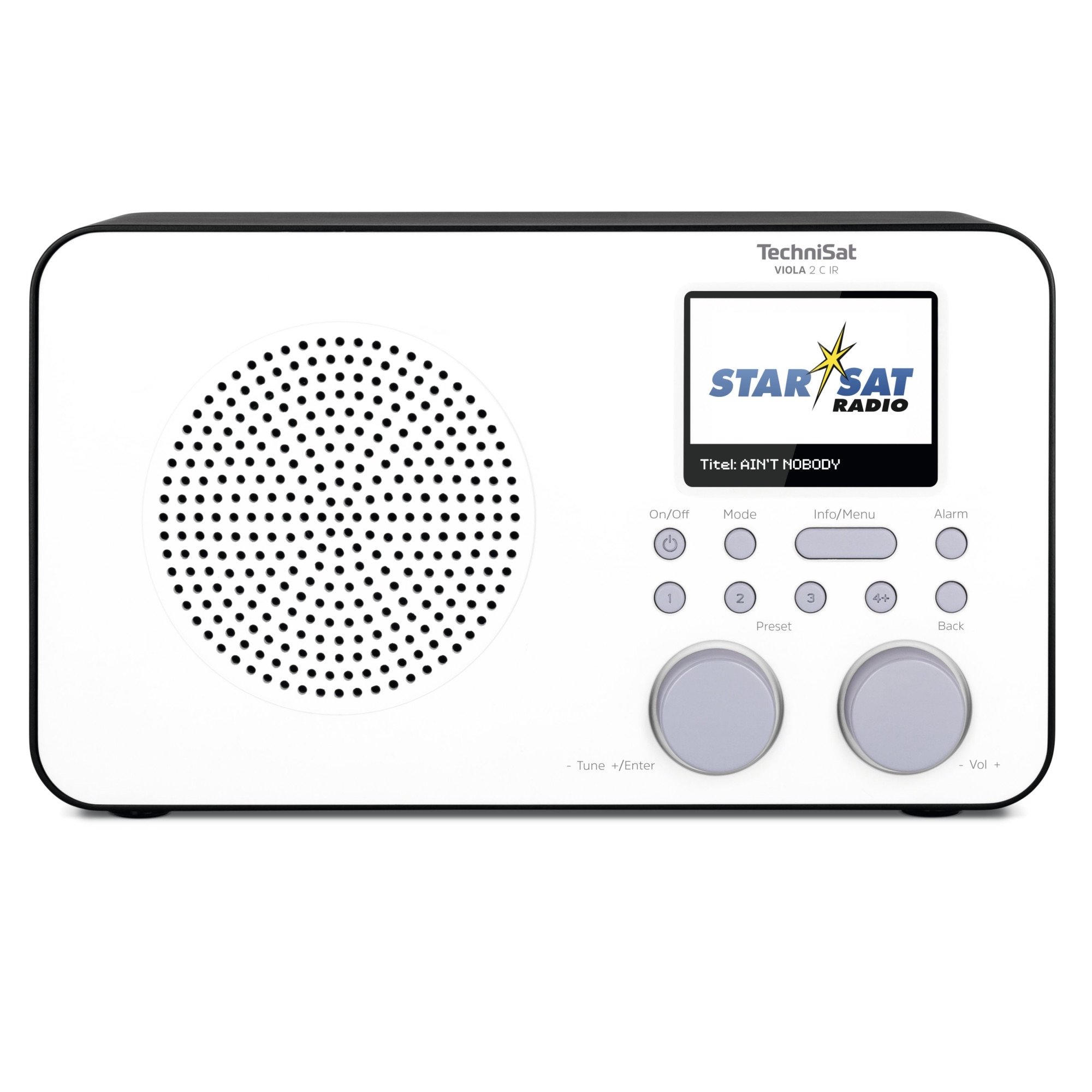 TechniSat Hordozható rádió, PURPLE 2 C IR, DAB+, FM rádió és internetes  rádió, 2,4 hüvelykes kijelző, 3 W, fekete-fehér