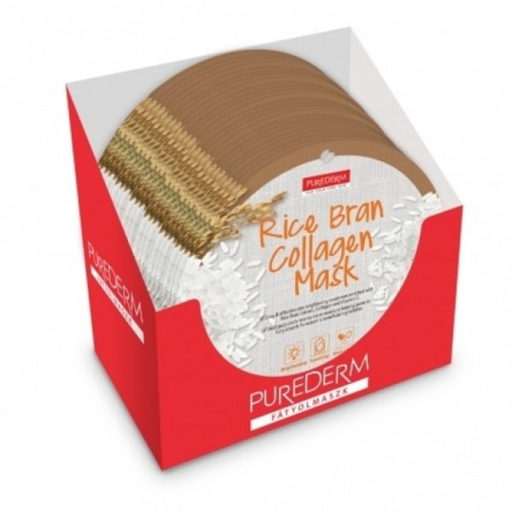 Комплект маски за лице, Purederm, Колаген, Екстракт от ориз, 24 бр.