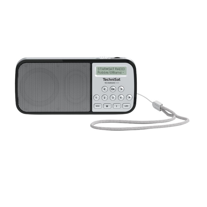 Radio portabil, TechniSat TECHNIRADIO RDR, FM si DAB +, USB, AUX, Lanterna, 1 W, Argintiu