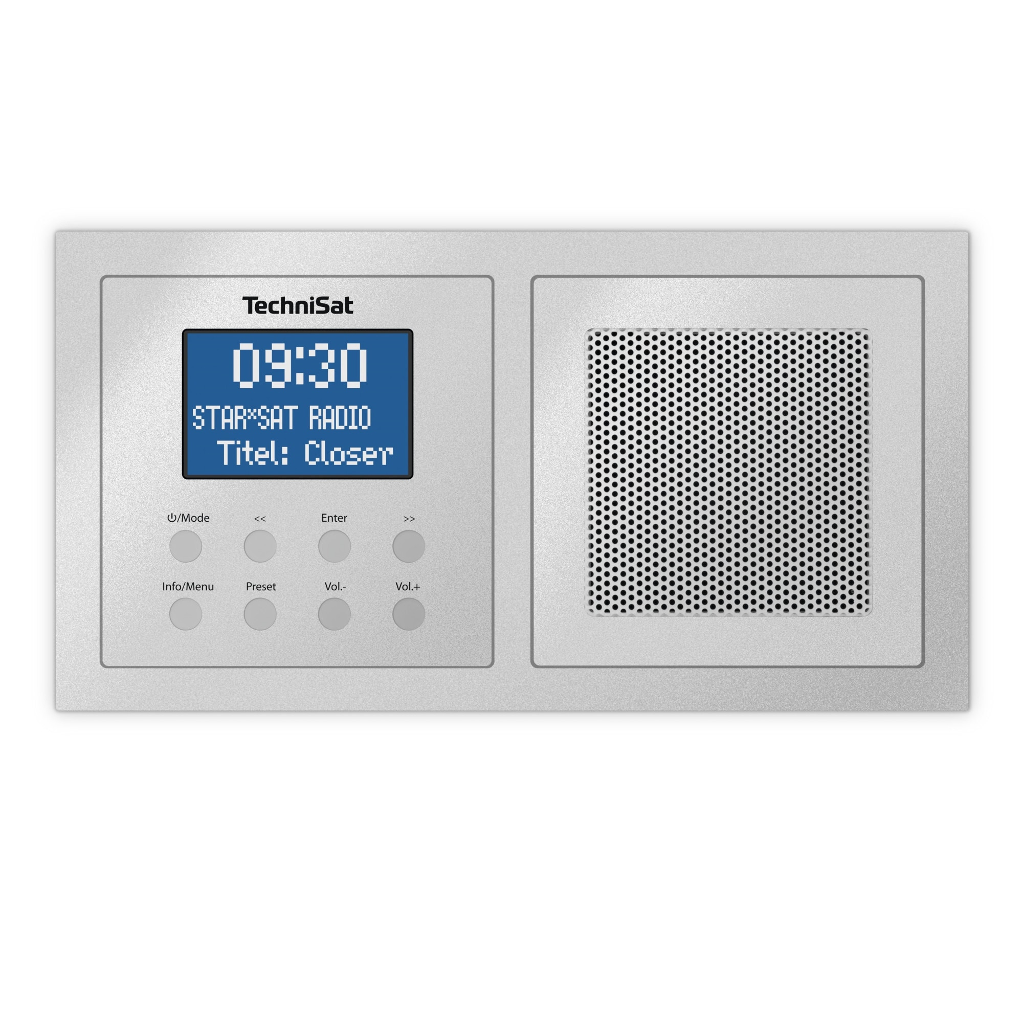 Radio cu ceas, TechniSat, DIGITRADIO UP 1, DAB + si FM, Bluetooth, 2 W, Argintiu