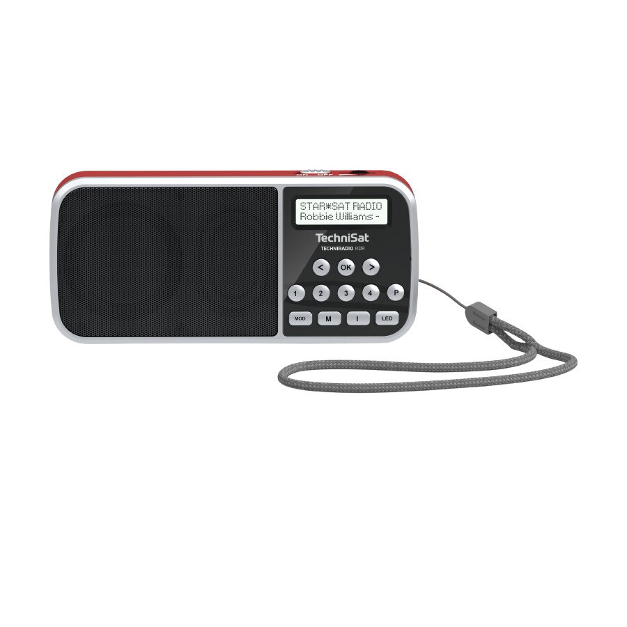 Radio portabil, TechniSat, TECHNIRADIO RDR, FM si DAB +, USB, AUX, Lanterna, 1 W, Rosu