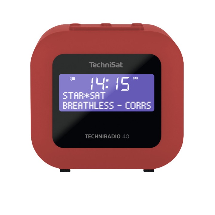 Радио с часовник, TechniSat, TECHNIRADIO 40, DAB + и FM, Snooze функция, USB, 1.2 W, Червен