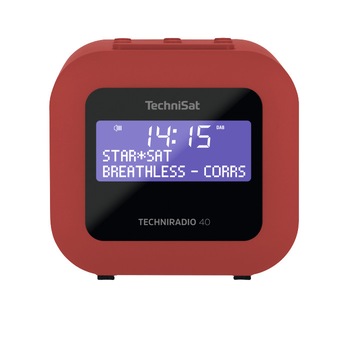 Radio cu ceas, TechniSat, TECHNIRADIO 40, DAB + si FM, Functie snooze, USB, 1.2 W, Rosu Radio cu ceas, TechniSat, TECHNIRADIO 40, DAB + si FM, Functie snooze, USB, 1.2 W, Rosu