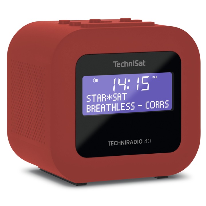 Радио с часовник, TechniSat, TECHNIRADIO 40, DAB + и FM, Snooze функция, USB, 1.2 W, Червен