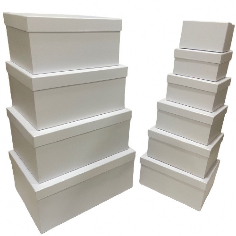 Set 10 cutii dreptunghiulare,alb 2359 g