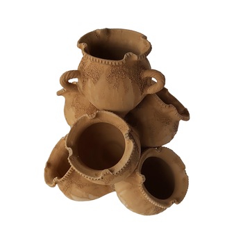 Ghiveci ceramic cu 7 buzunare, pentru gradina/foisor,handmade, 40hx33Ø, impermeabilizat, natur Ghiveci ceramic cu 7 buzunare, pentru gradina/foisor,handmade, 40hx33Ø, impermeabilizat, natur