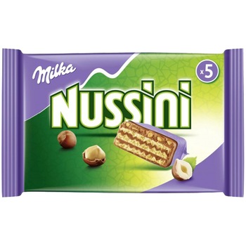 Napolitane cu alune invelite in ciocolata Milka Nussini, 157.7g Napolitane cu alune invelite in ciocolata Milka Nussini, 157.7g