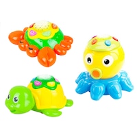 Set jucarii bebelusi M-Toys, testoasa, caracatita si crab, cu lumini si sunete