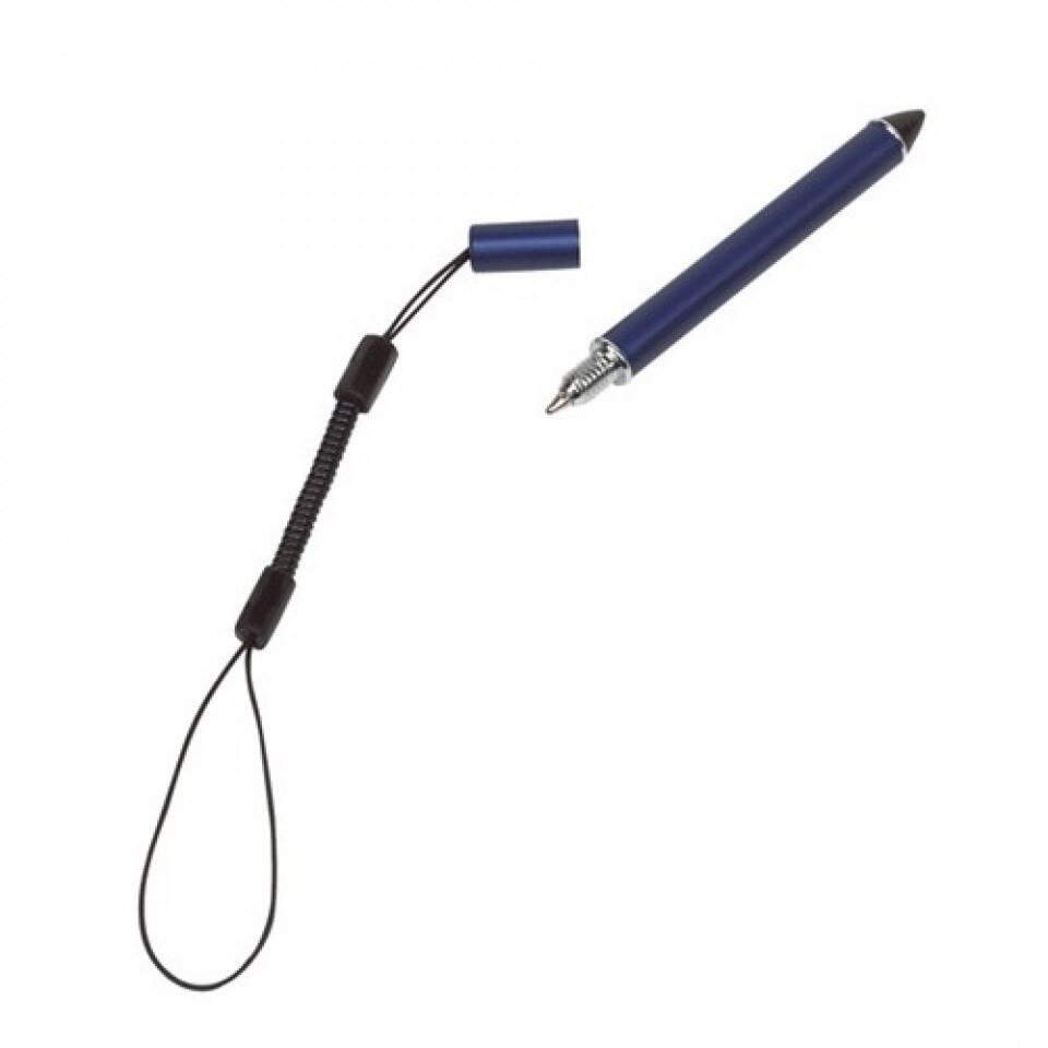 Stylus cu elastic si pix incorporat, pentru touch screen Rezistive, Albastru
