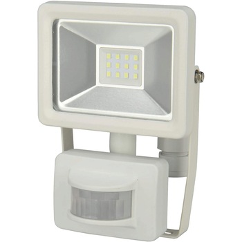 Reflector LED cu senzor de miscare, IP44, Unitec, 10 W, 800 Lumen, alb Reflector LED cu senzor de miscare, IP44, Unitec, 10 W, 800 Lumen, alb