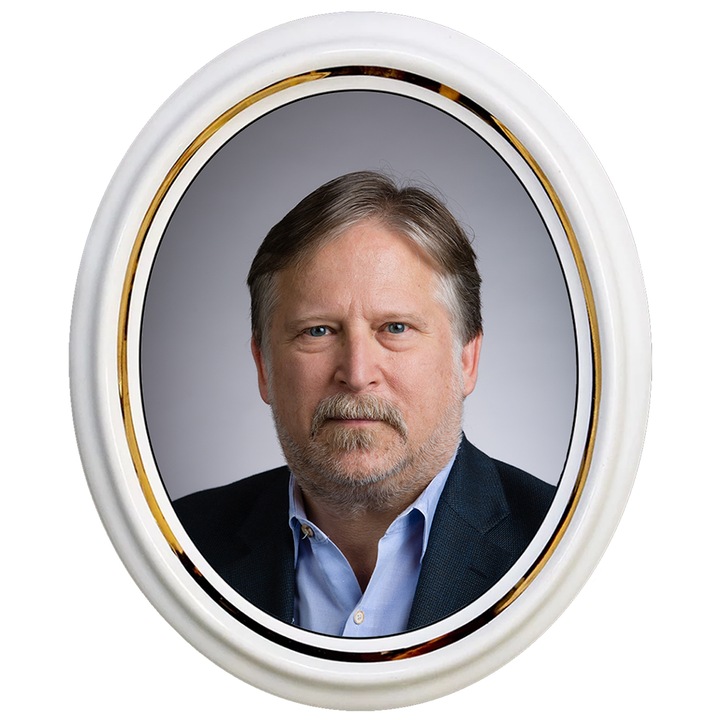 Fotoceramica, Bohemia, cu dunga aurie, oval, 10x12 cm