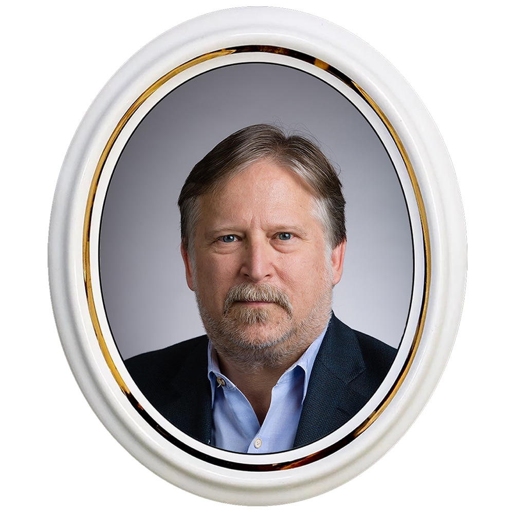 Fotoceramica, Bohemia, cu dunga aurie, oval, 21x25 cm