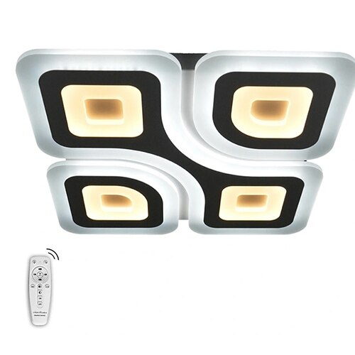 Lustra LED integrat patrata, 144W, cu telecomanda, lumina calda/neutra/rece, intensitate reglabila, 52 cm, Alb