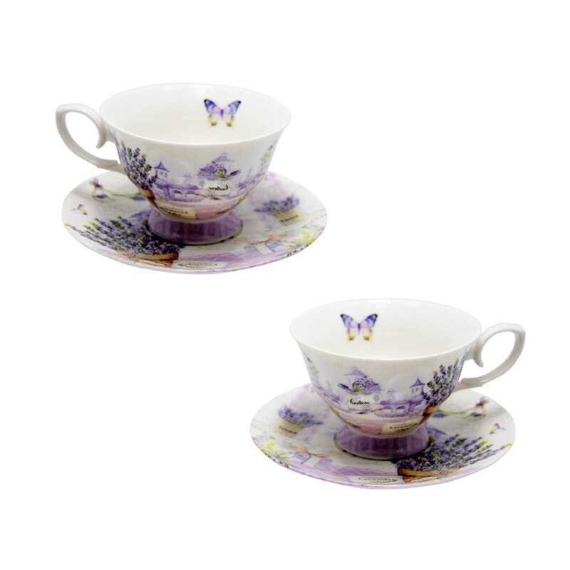 Set 2 cesti ceai Lavender, Charisma, Portelan, 150 ml