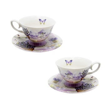 Set 2 cesti ceai Lavender, Charisma, Portelan, 150 ml Set 2 cesti ceai Lavender, Charisma, Portelan, 150 ml