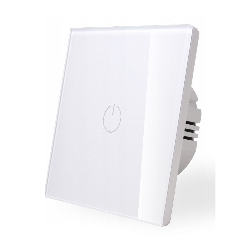 Intrerupator de perete simplu cu touch din sticla Alba