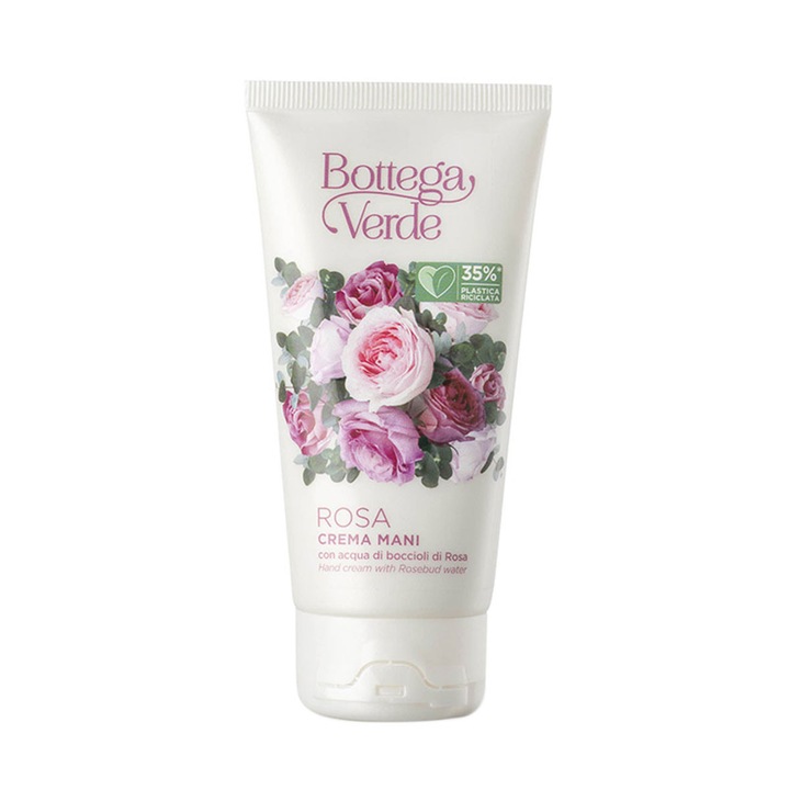 Crema de Maini Intens Hidratana cu Apa din Muguri de Trandafiri - Rosa, Bottega Verde, Hidrateaza, Revitalizeaza si Catifeleaza Pielea, Cu Aroma Florala Delicata, Ideala pentru Ingrijirea Zilnica a Mainilor, 75 ml