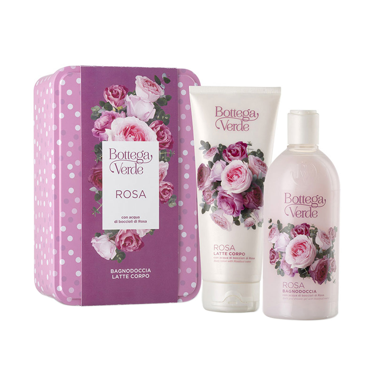 Set cadou femei, pentru ingrijirea corpului, elegant, cu apa de muguri de trandafiri - Rosa, 200 ML, 400 ML, Bottega Verde