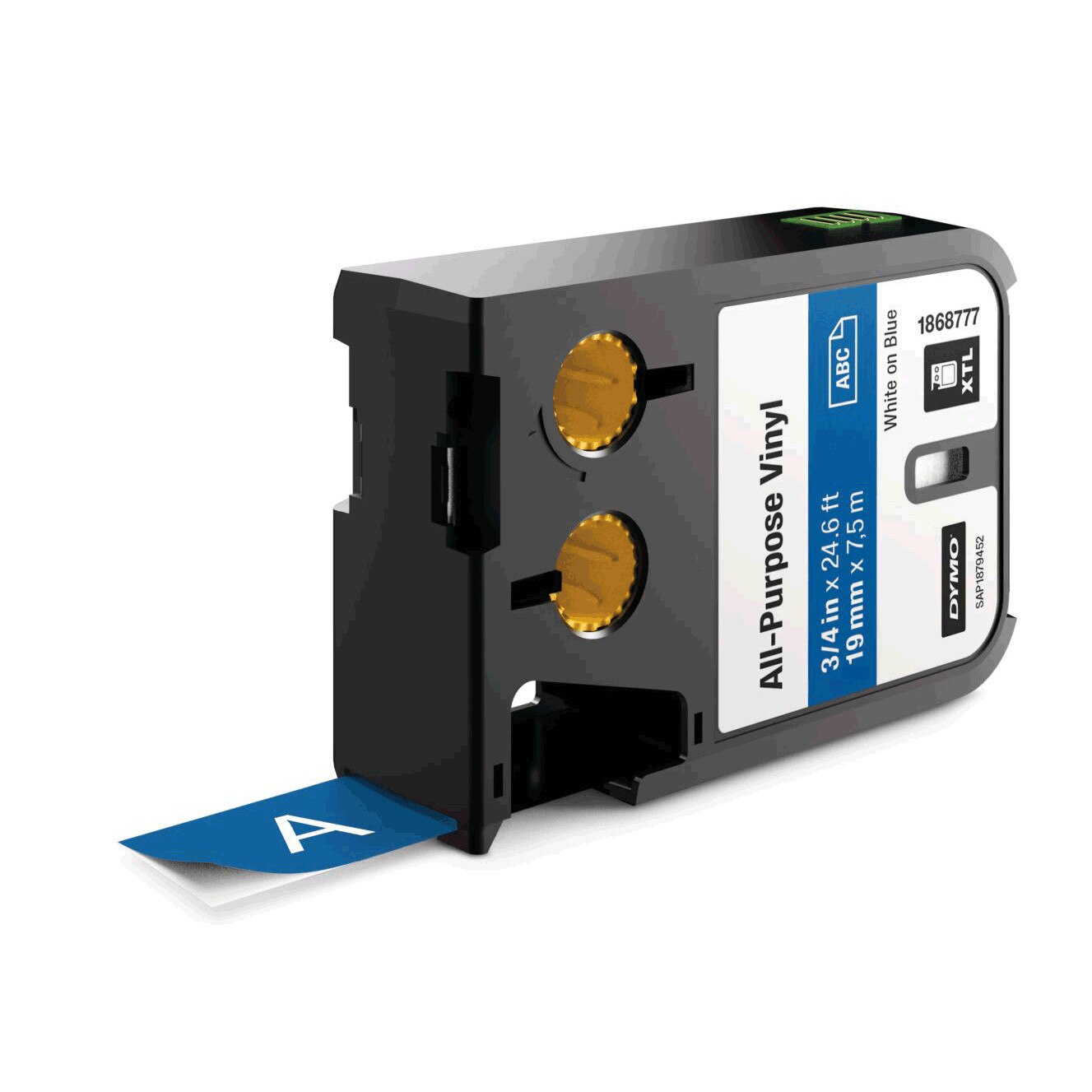 Etichete industriale autoadezive, DYMO XTL, vinil, 19mm x 7m, alb/albastru, 1868777