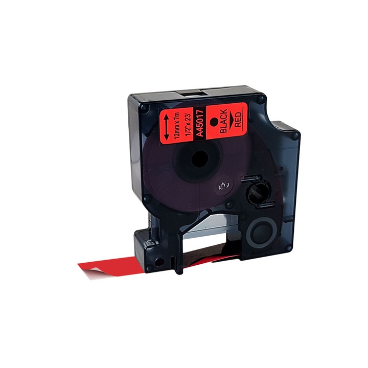 Etichete 12mm x 7m negru/rosu compatibile Dymo S0720570 45017, pentru gama Dymo Labelamanger si Aimo D1600