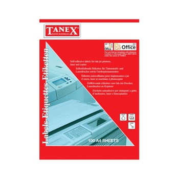 Etichete Tanex 2/A4, 210x148,50mm, colturi drepte, 200 etichete/top Etichete Tanex 2/A4, 210x148,50mm, colturi drepte, 200 etichete/top